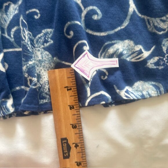 Chaps Ladies Dress XL Blue White Paisley Floral Short Sleeves Read - Picture 7 of 9